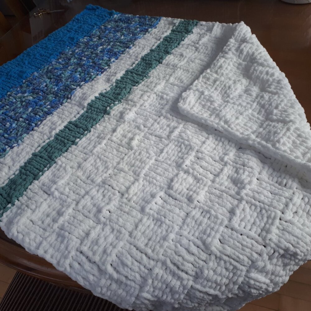Hand knitted baby blanket